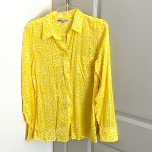 Breezy linen like yellow spotted pattern long sleeve